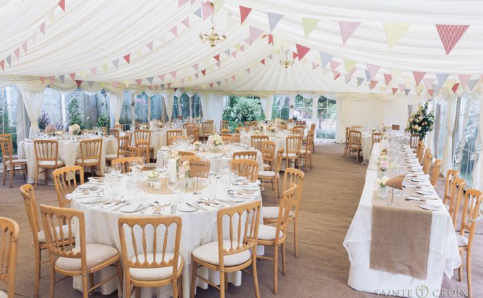 Bunting adorns this classic marquee style